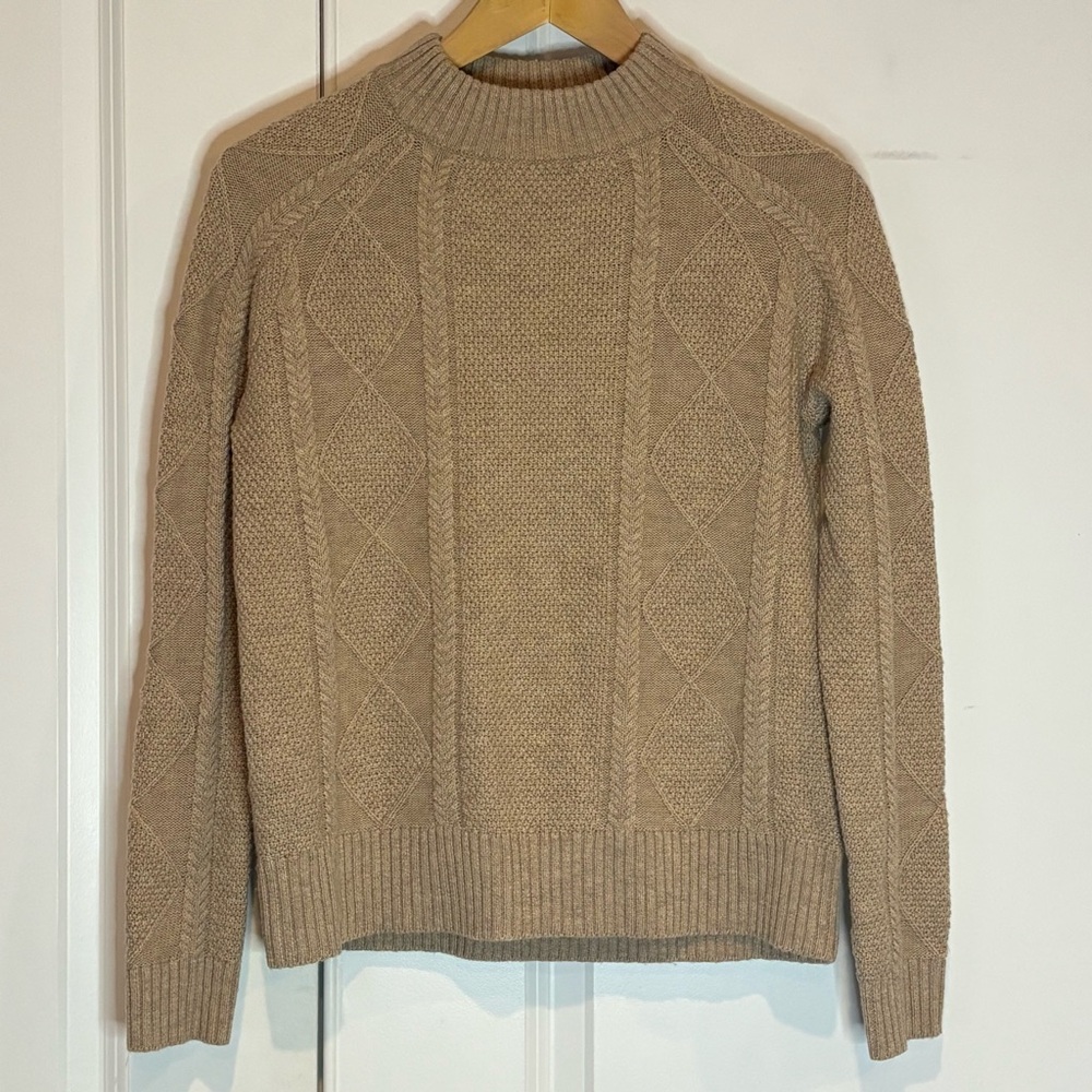 United By Blue Women's Cable Knit Crewneck Sweater - Beige